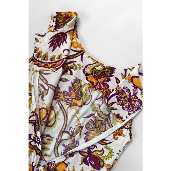 60s 70s VTG Paisley Firebird Print Floral Mini Dress Drop Waist A-Line Floral - Picture 5 of 5